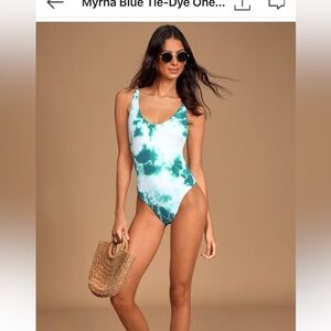 Lulu’s one piece turquoise tie dye swim suit